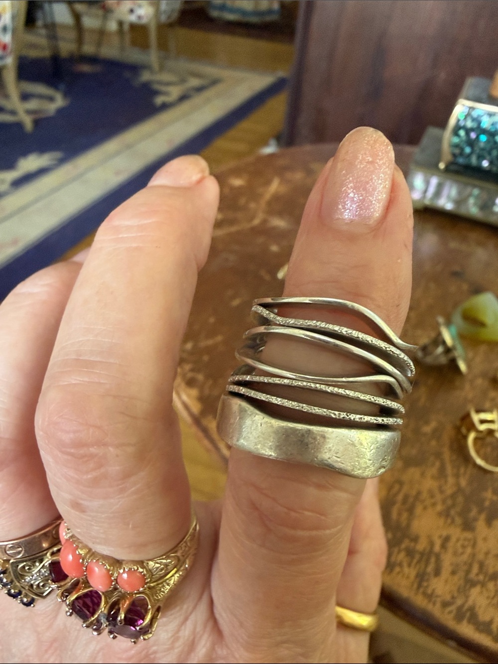 Vintage Set of 7 Sterling Pianegonda Rings